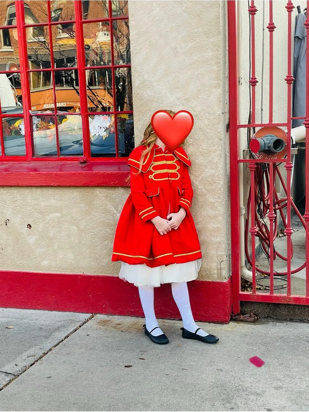 Red Girls' Nutcracker Coat with Gold Trim